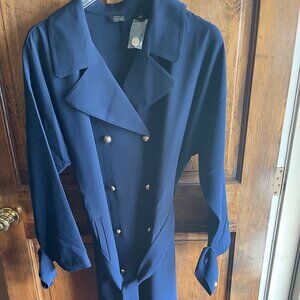 NWT G by Giuliana Black Label Trench Coat in Navy